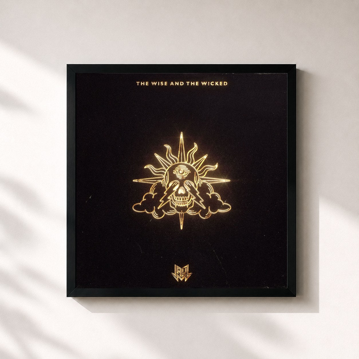 #noir Tableau carré de l'album The Wise and the Wicked de Jauz, cadre noir 32x32 cm
