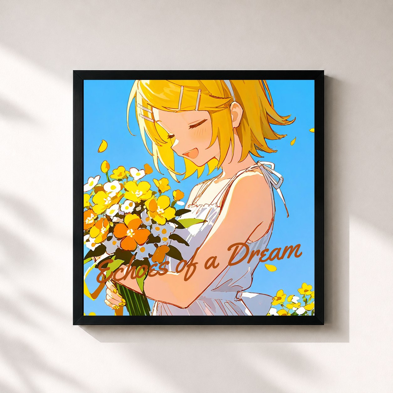 #noir Tableau carré de l'album Echoes of a Dream de Annie, cadre noir 32x32 cm