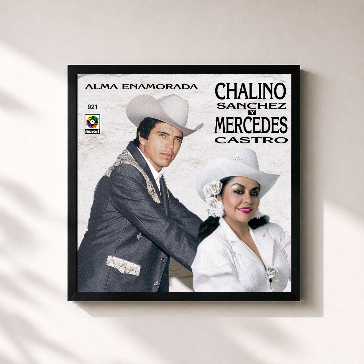 #noir Tableau carré de l'album Alma Enamorada de Chalino Sanchez, cadre noir 32x32 cm