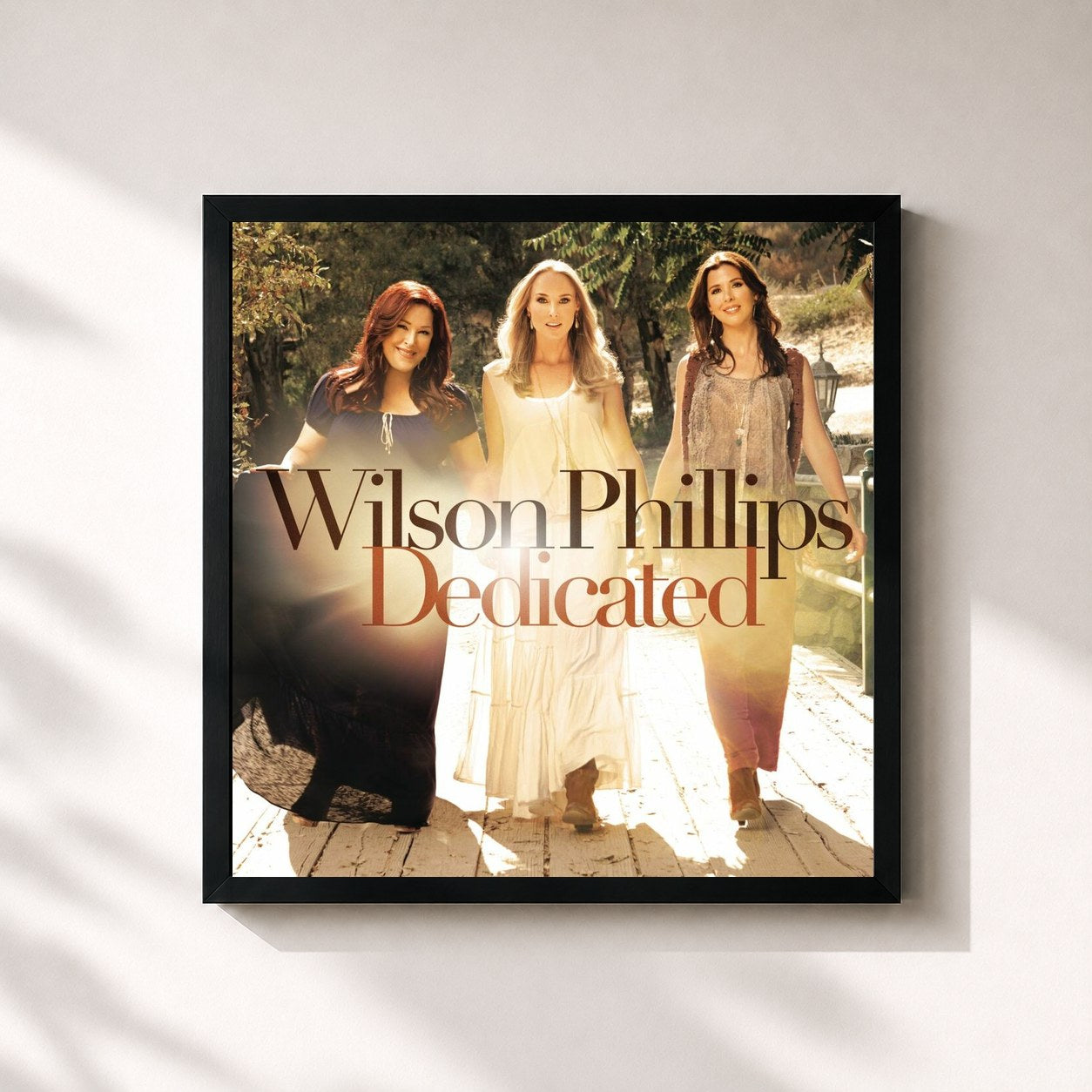 #noir Tableau carré de l'album Dedicated de Wilson Phillips, cadre noir 32x32 cm