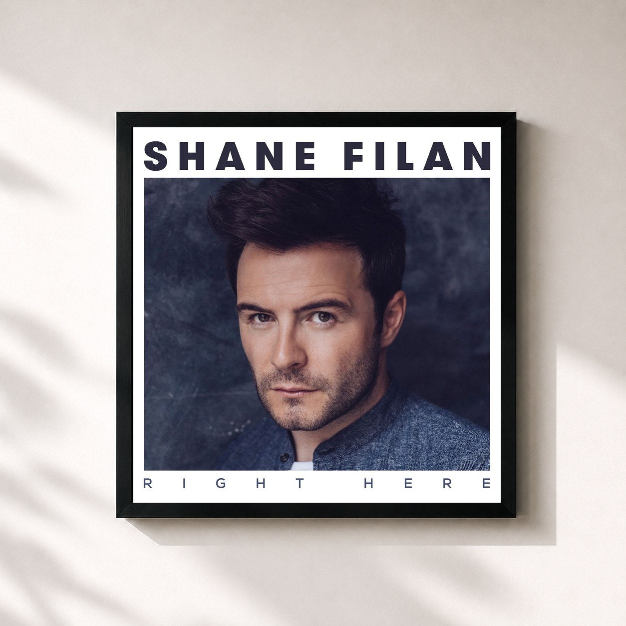 #noir Tableau carré de l'album Right Here de Shane Filan, cadre noir 32x32 cm