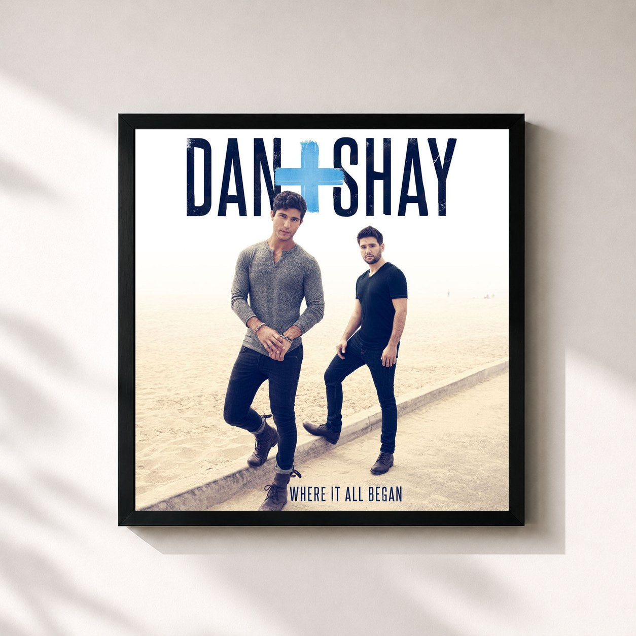 #noir Tableau carré de l'album Where It All Began de Dan + Shay, cadre noir 32x32 cm