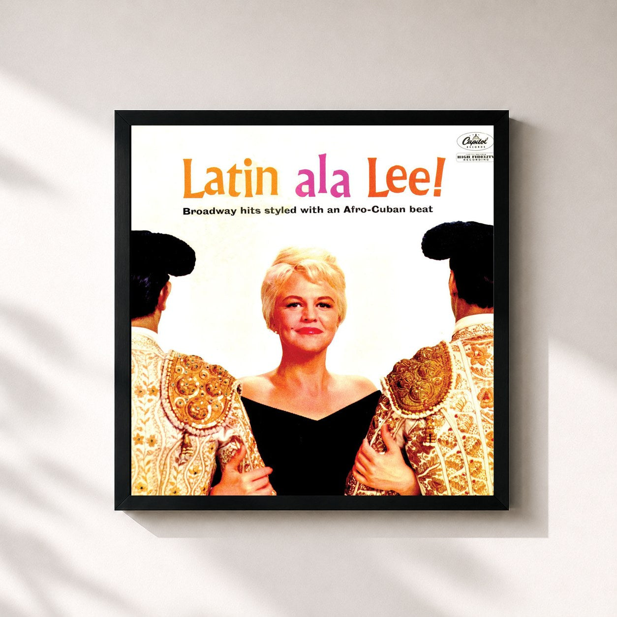 #noir Tableau carré de l'album Latin Ala Lee de Peggy Lee, cadre noir 32x32 cm