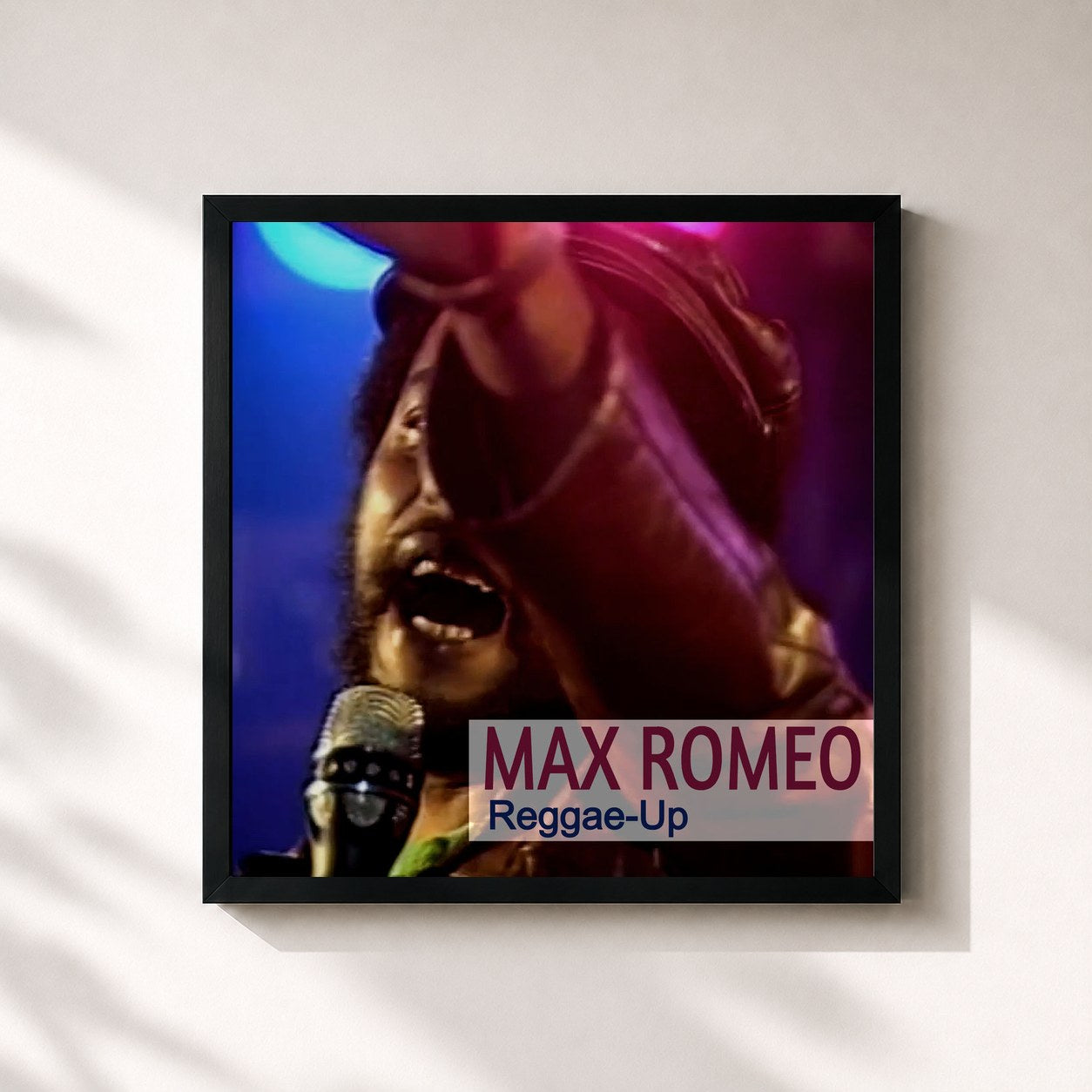 #noir Tableau carré de l'album Reggae-Up de Max Romeo, cadre noir 32x32 cm