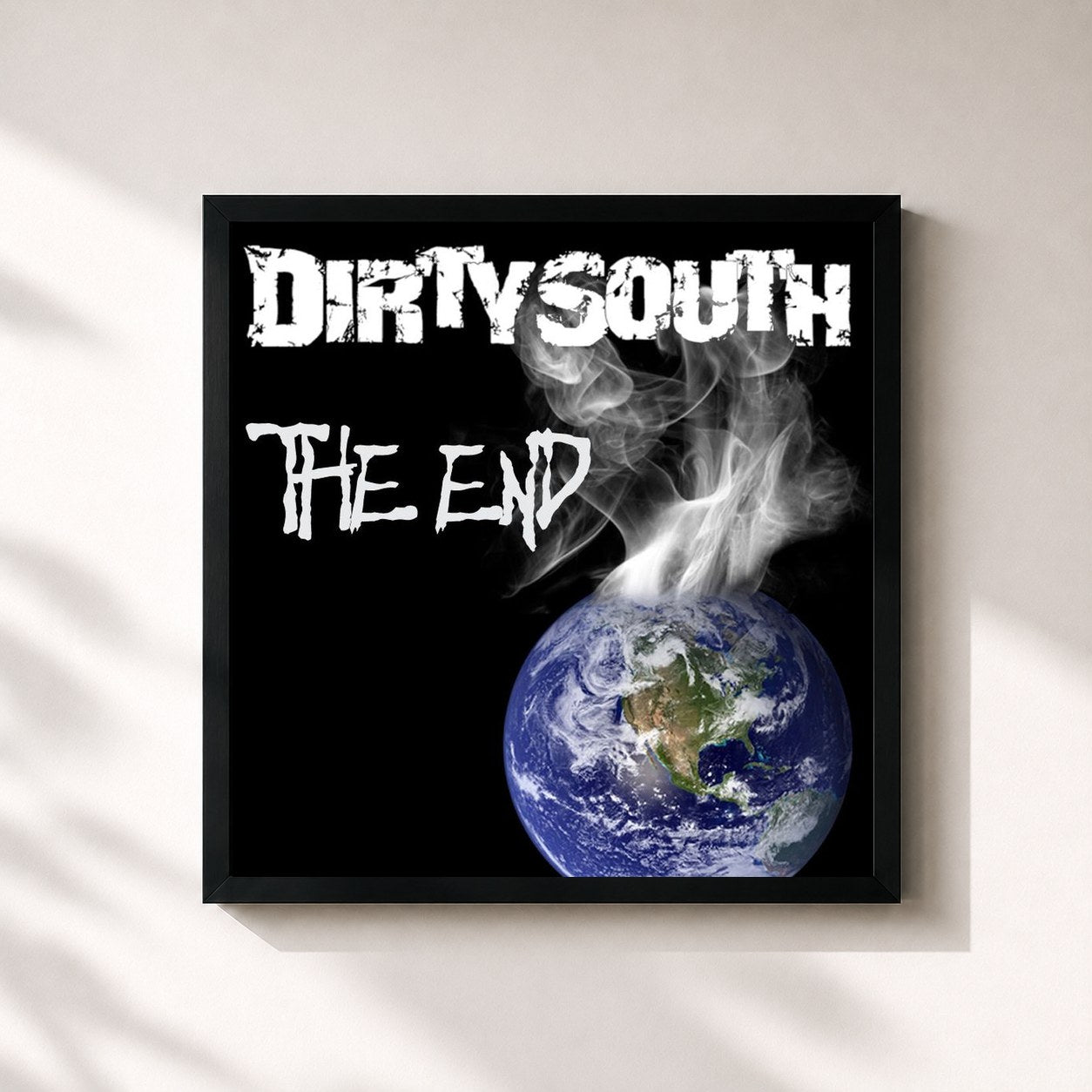 #noir Tableau carré de l'album The End de Dirty South, cadre noir 32x32 cm