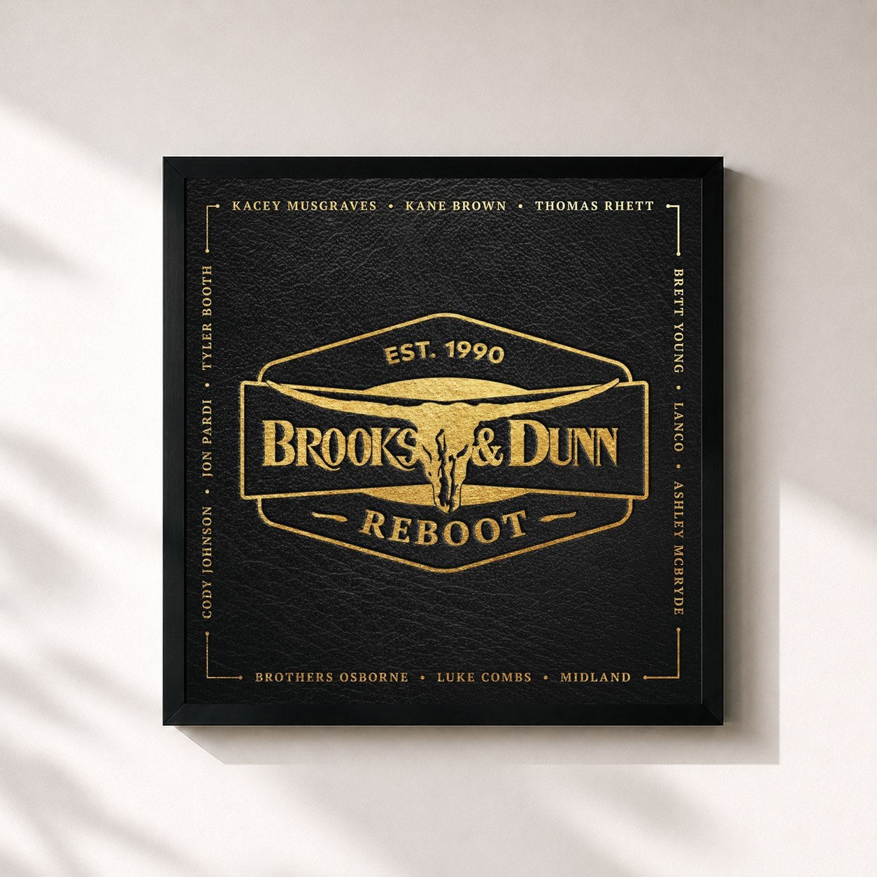 #noir Tableau carré de l'album Reboot de Brooks & Dunn, cadre noir 32x32 cm