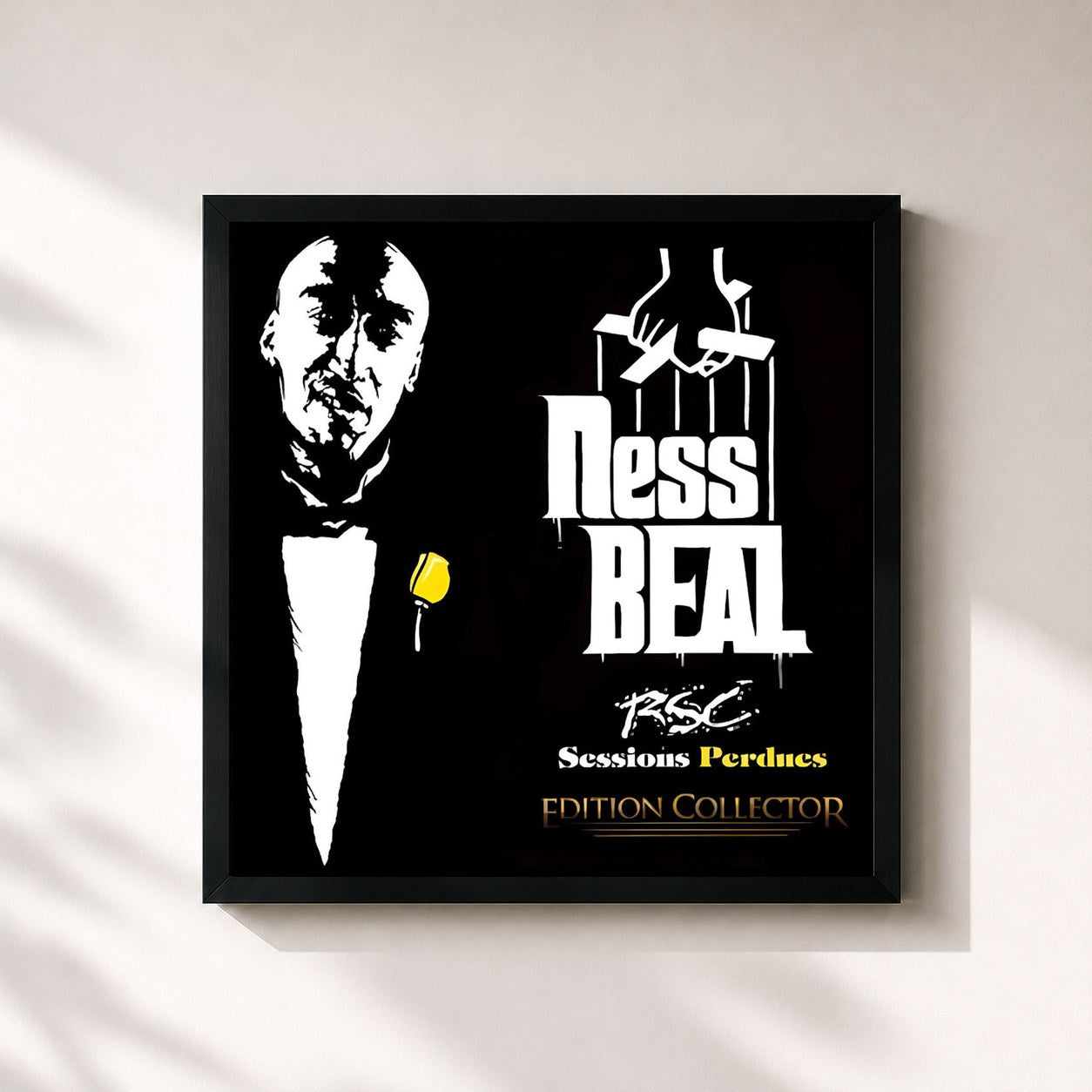 #noir Tableau carré de l'album RSC Sessions Perdues - Édition Collector de Nessbeal, cadre noir 32x32 cm