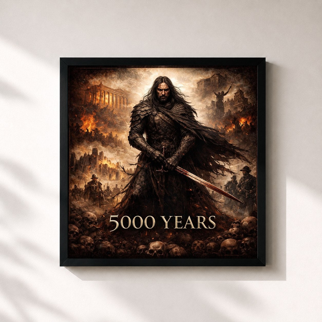 #noir Tableau carré de l'album 5000 years de Soraya, cadre noir 32x32 cm
