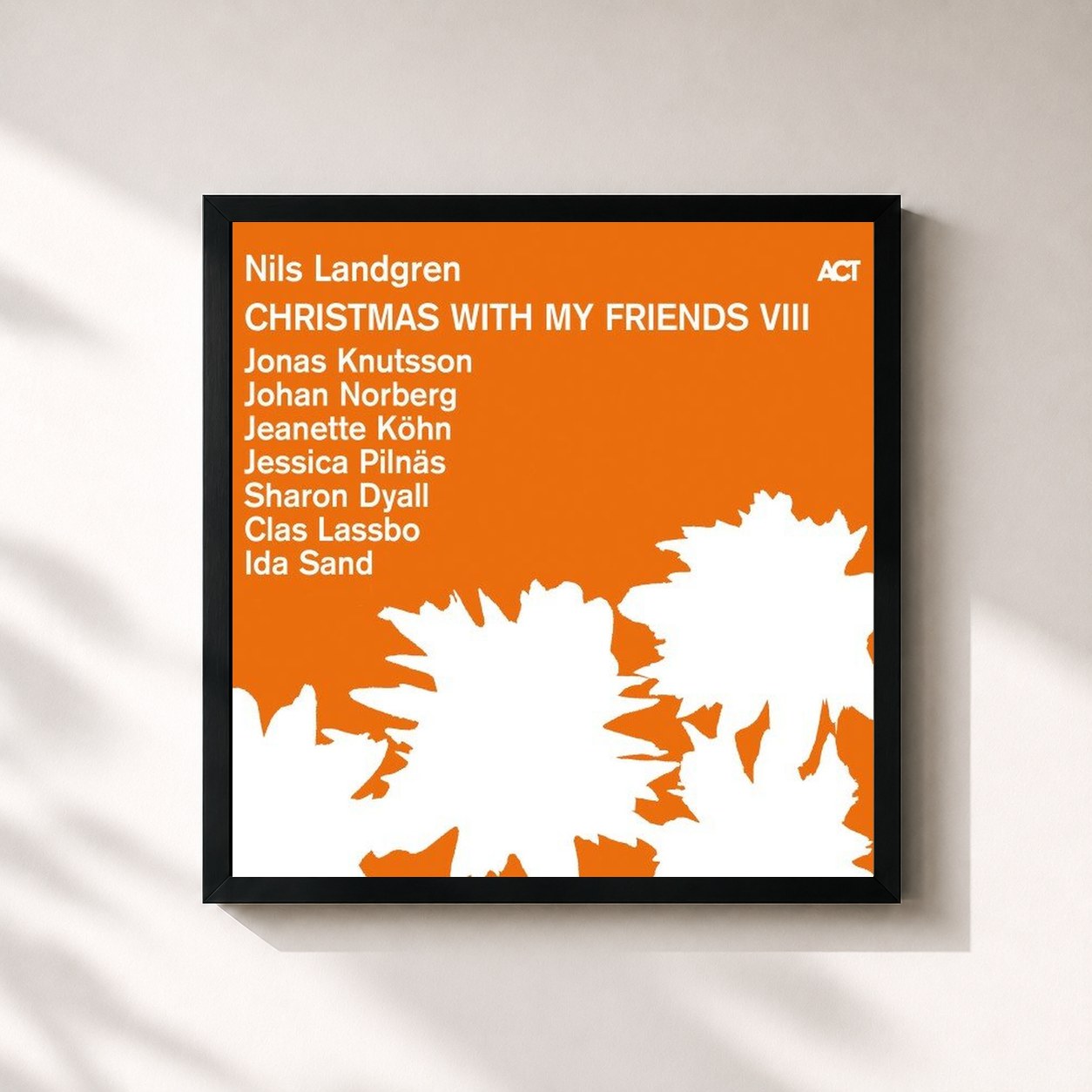#noir Tableau carré de l'album Christmas with My Friends VIII de Nils Landgren, cadre noir 32x32 cm
