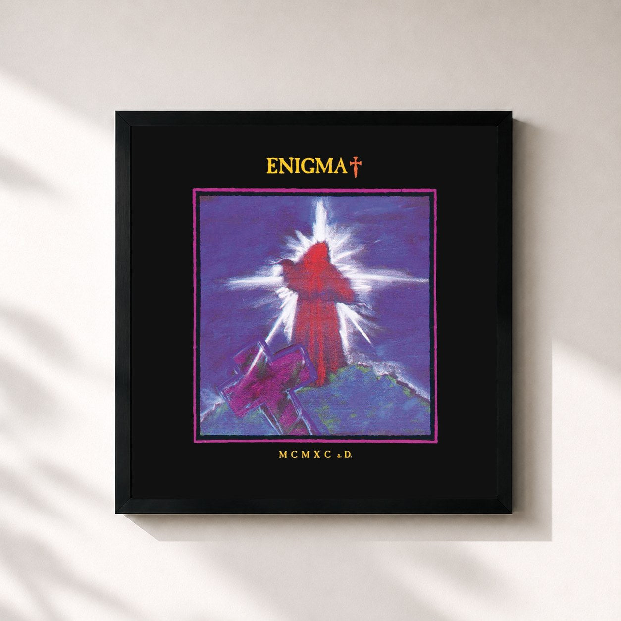 #noir Tableau carré de l'album MCMXC a.D. de Enigma, cadre noir 32x32 cm