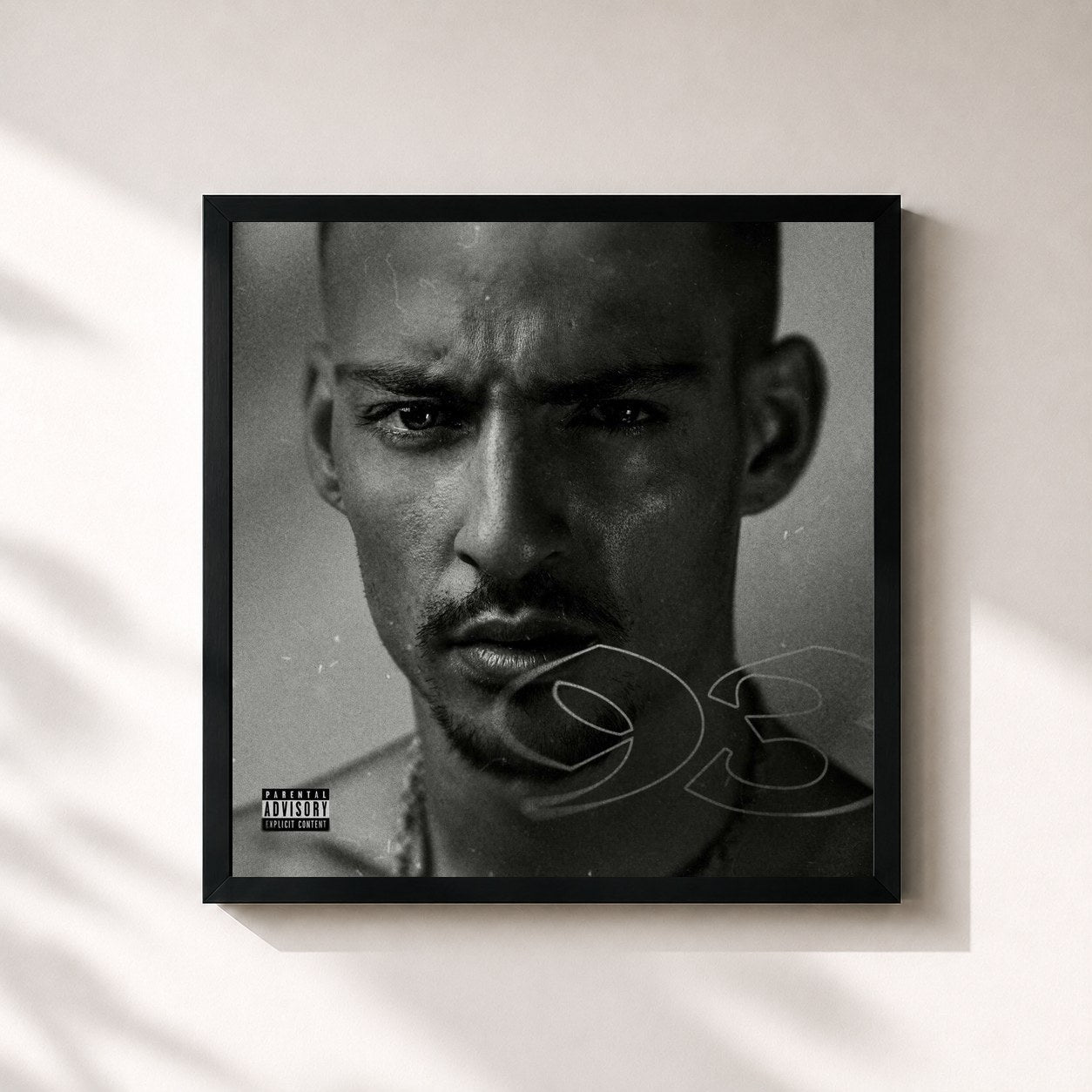#noir Tableau carré de l'album 93 de Boef, cadre noir 32x32 cm
