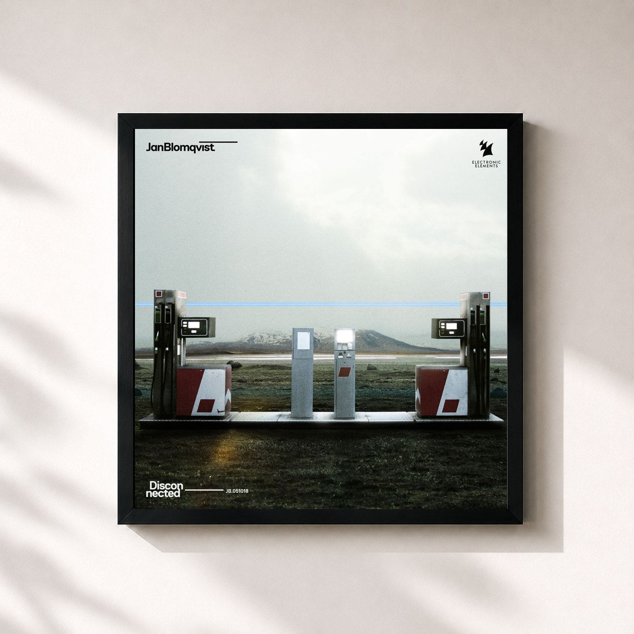 #noir Tableau carré de l'album Disconnected de Jan Blomqvist, cadre noir 32x32 cm