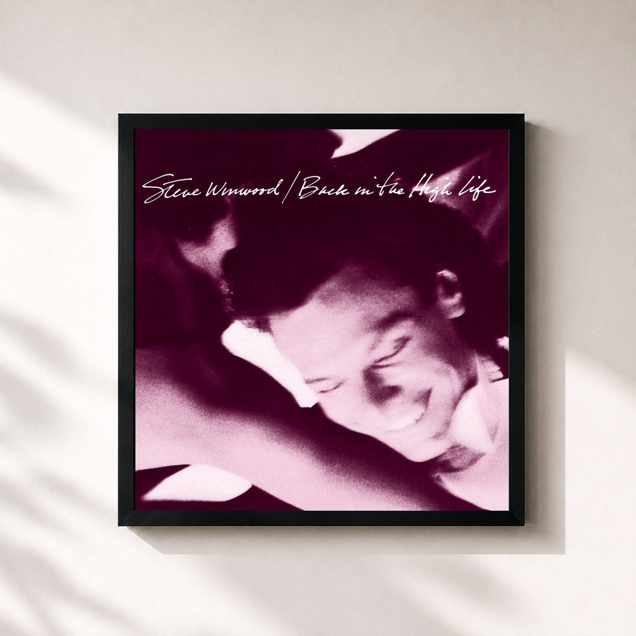 #noir Tableau carré de l'album Back In The High Life de Steve Winwood, cadre noir 32x32 cm