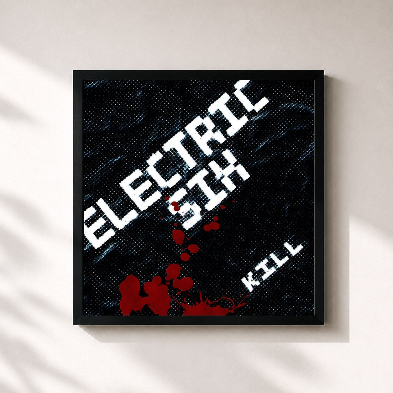#noir Tableau carré de l'album Kill de Electric Six, cadre noir 32x32 cm