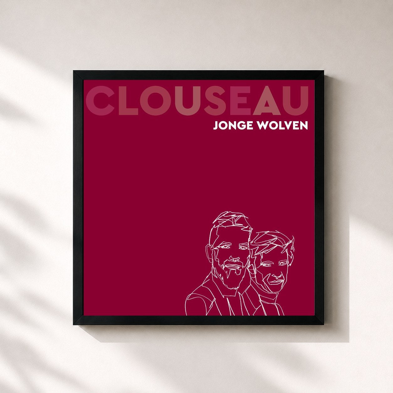 #noir Tableau carré de l'album Jonge Wolven de Clouseau, cadre noir 32x32 cm