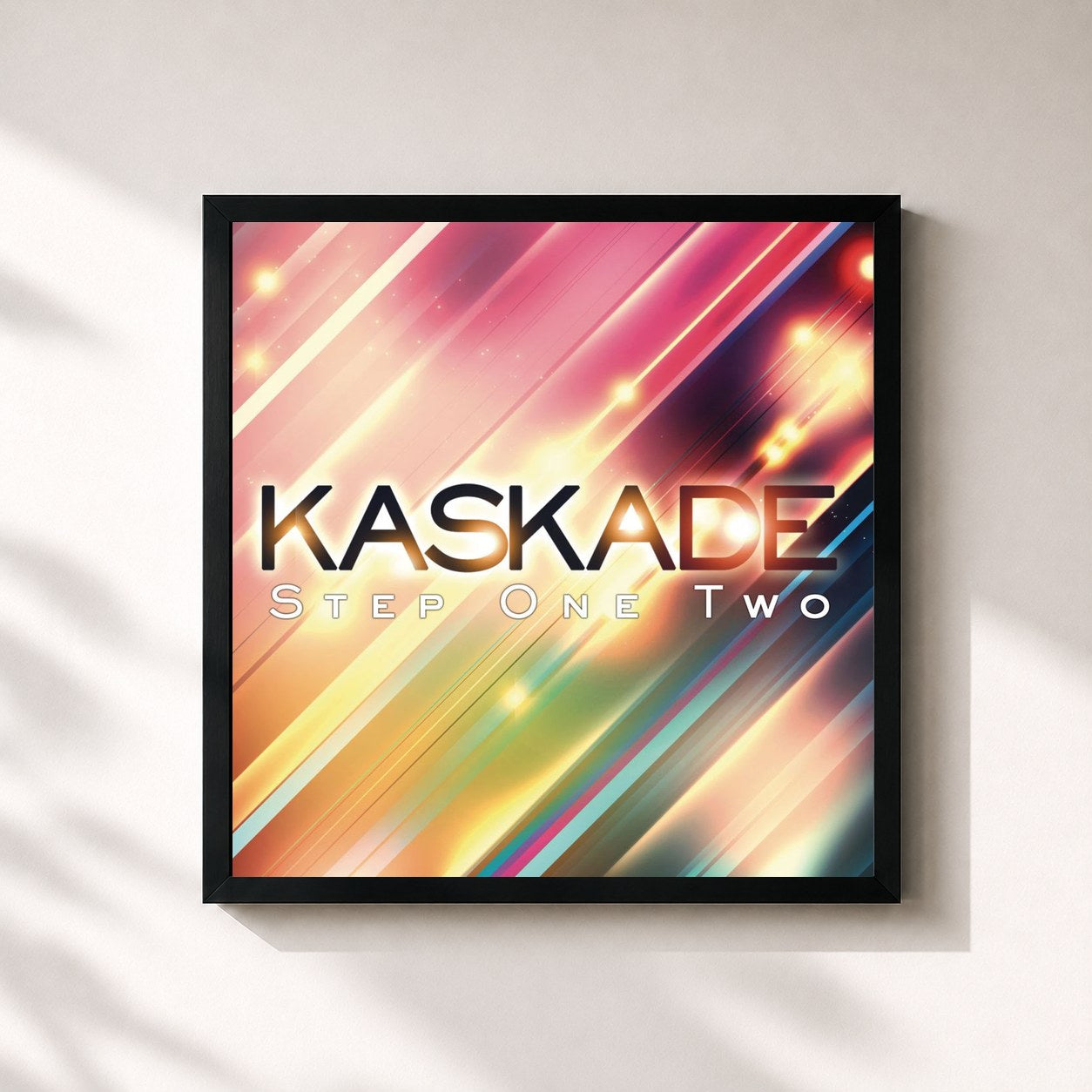 #noir Tableau carré de l'album Step One Two de Kaskade, cadre noir 32x32 cm