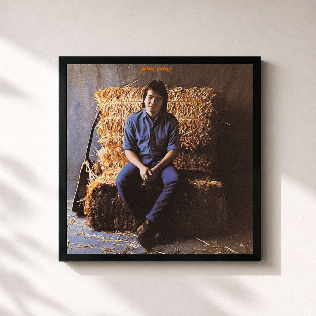 #noir Tableau carré de l'album John Prine de John Prine, cadre noir 32x32 cm