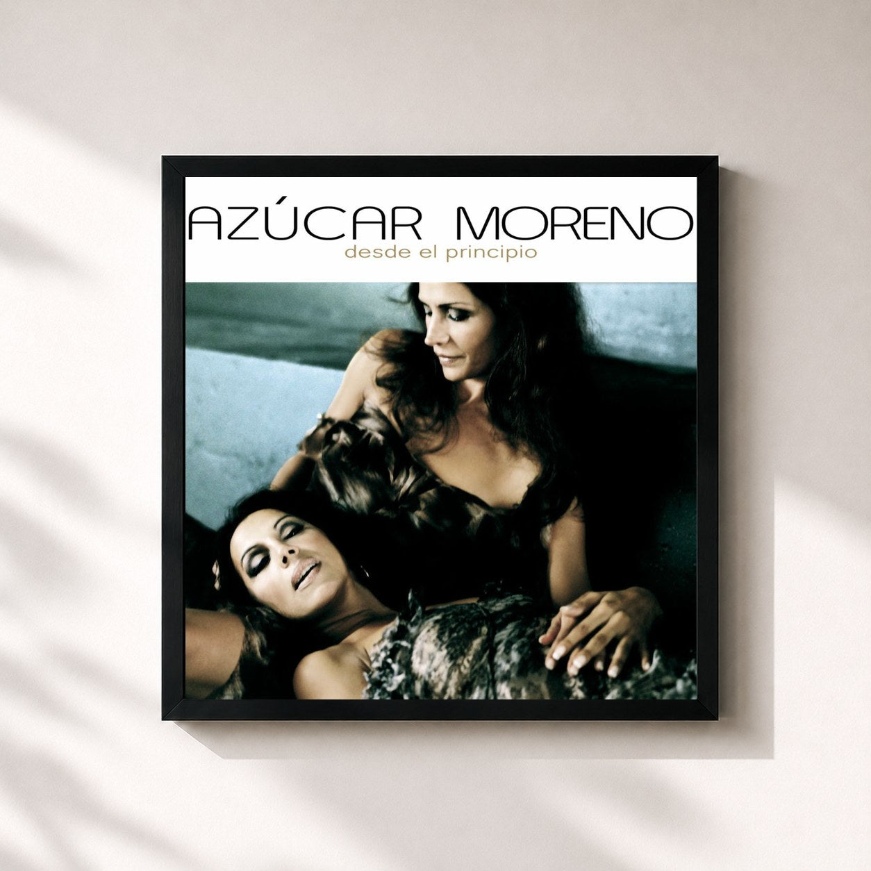 #noir Tableau carré de l'album Desde El Principio de Azúcar Moreno, cadre noir 32x32 cm