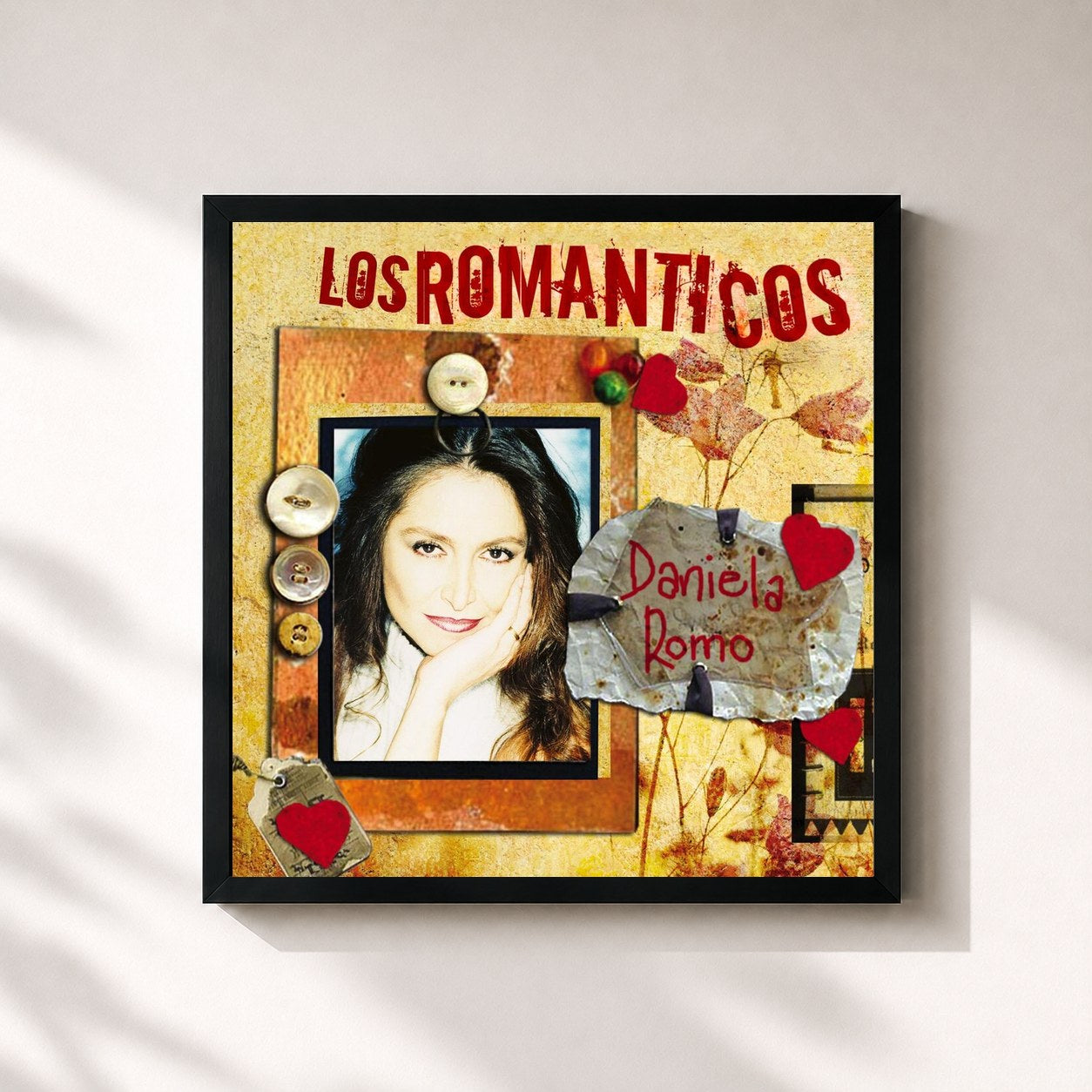 #noir Tableau carré de l'album Los Romanticos- Daniela Romo de Daniela Romo, cadre noir 32x32 cm