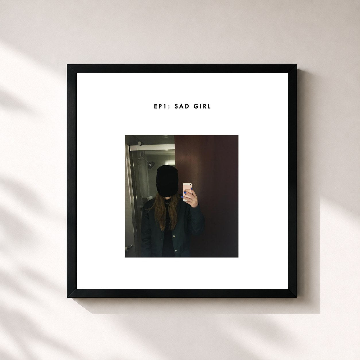 #noir Tableau carré de l'album sad girl de Sasha Alex Sloan, cadre noir 32x32 cm