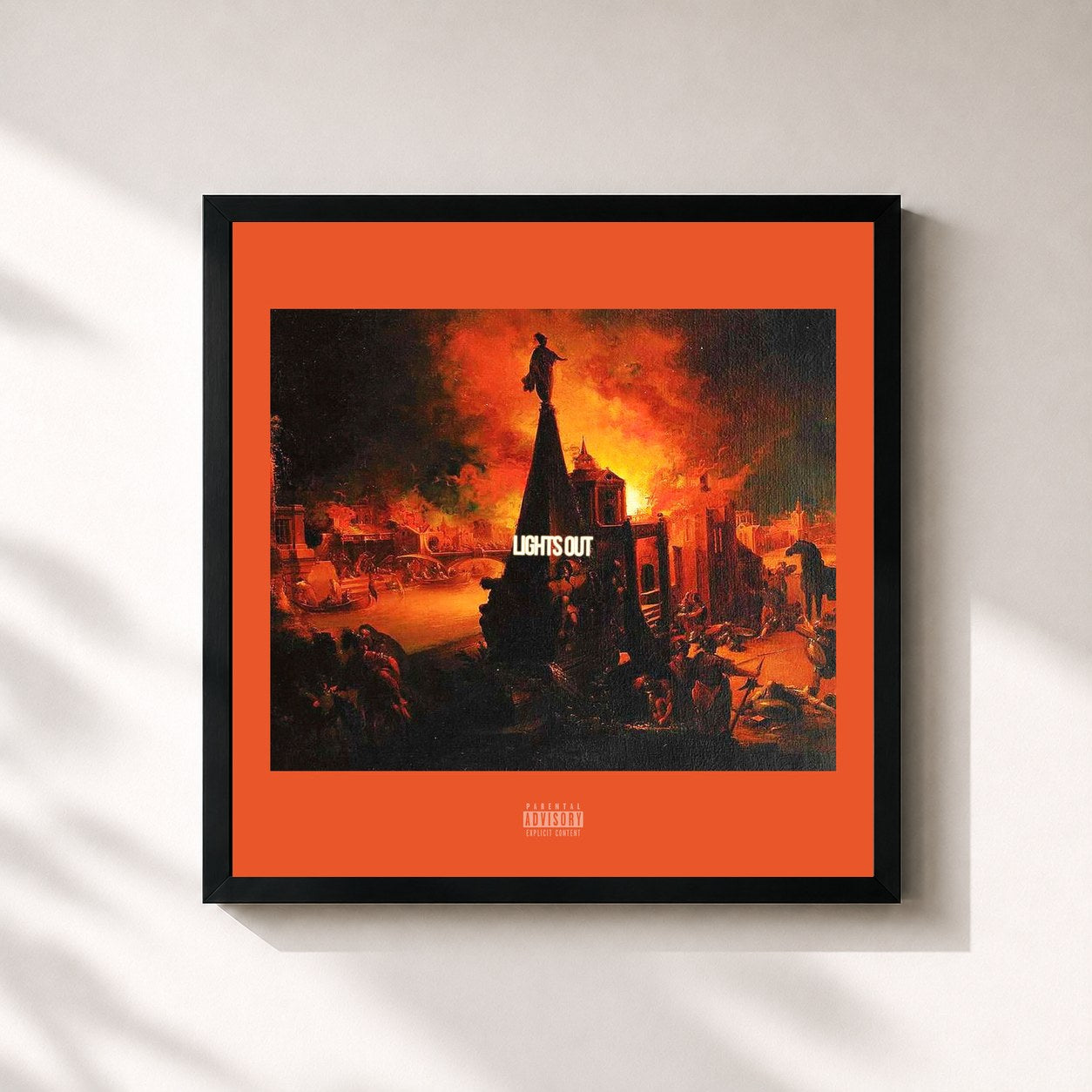 #noir Tableau carré de l'album Lights Out de Ufo361, cadre noir 32x32 cm