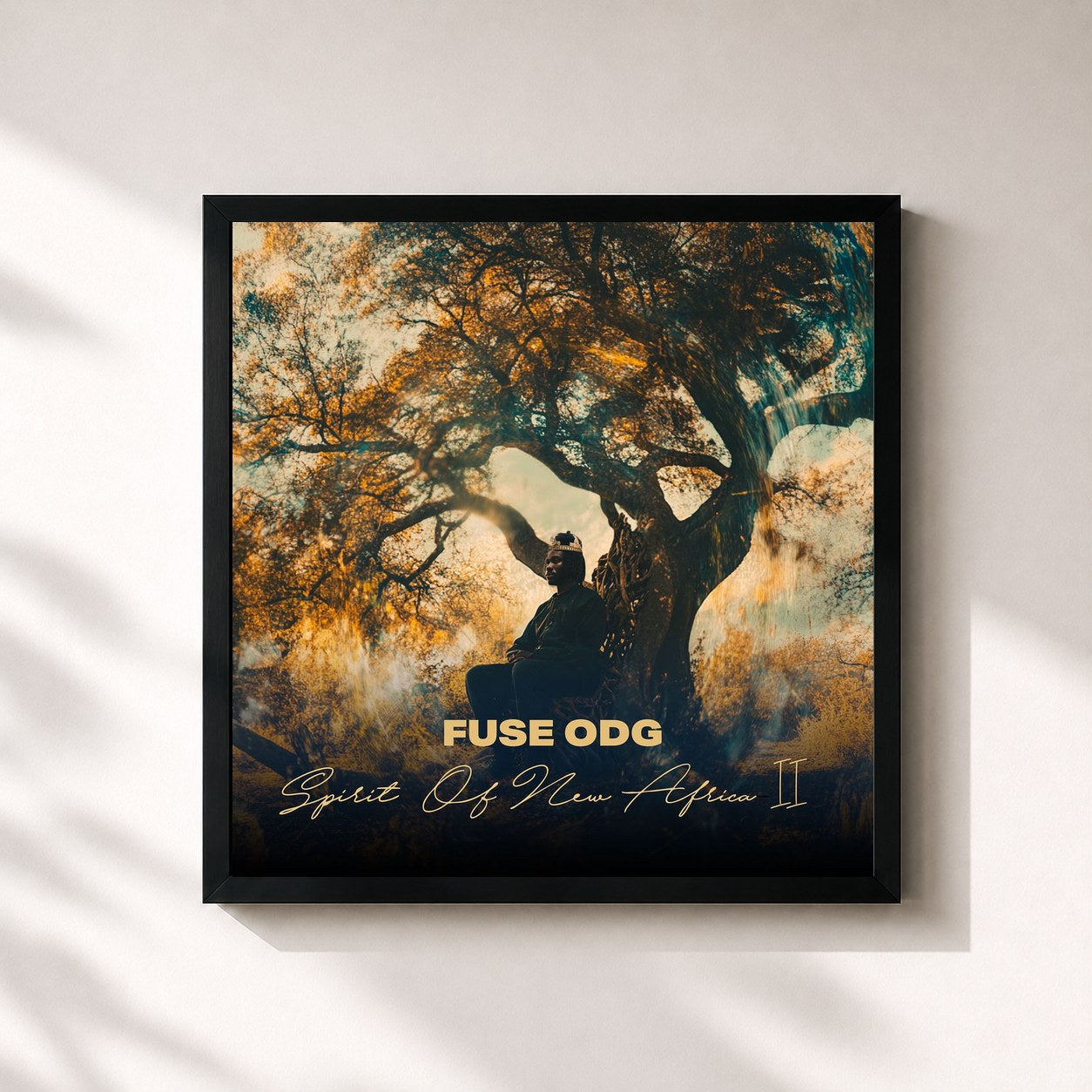 #noir Tableau carré de l'album Spirit of New Africa II de Fuse ODG, cadre noir 32x32 cm