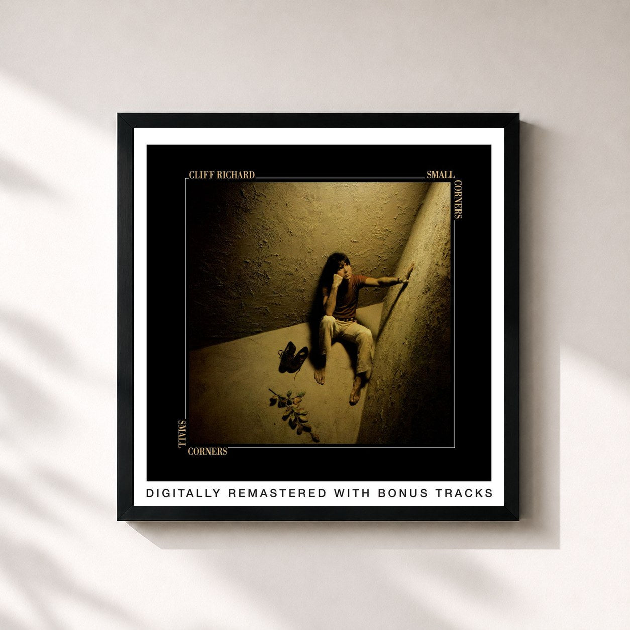 #noir Tableau carré de l'album Small Corners de Cliff Richard, cadre noir 32x32 cm