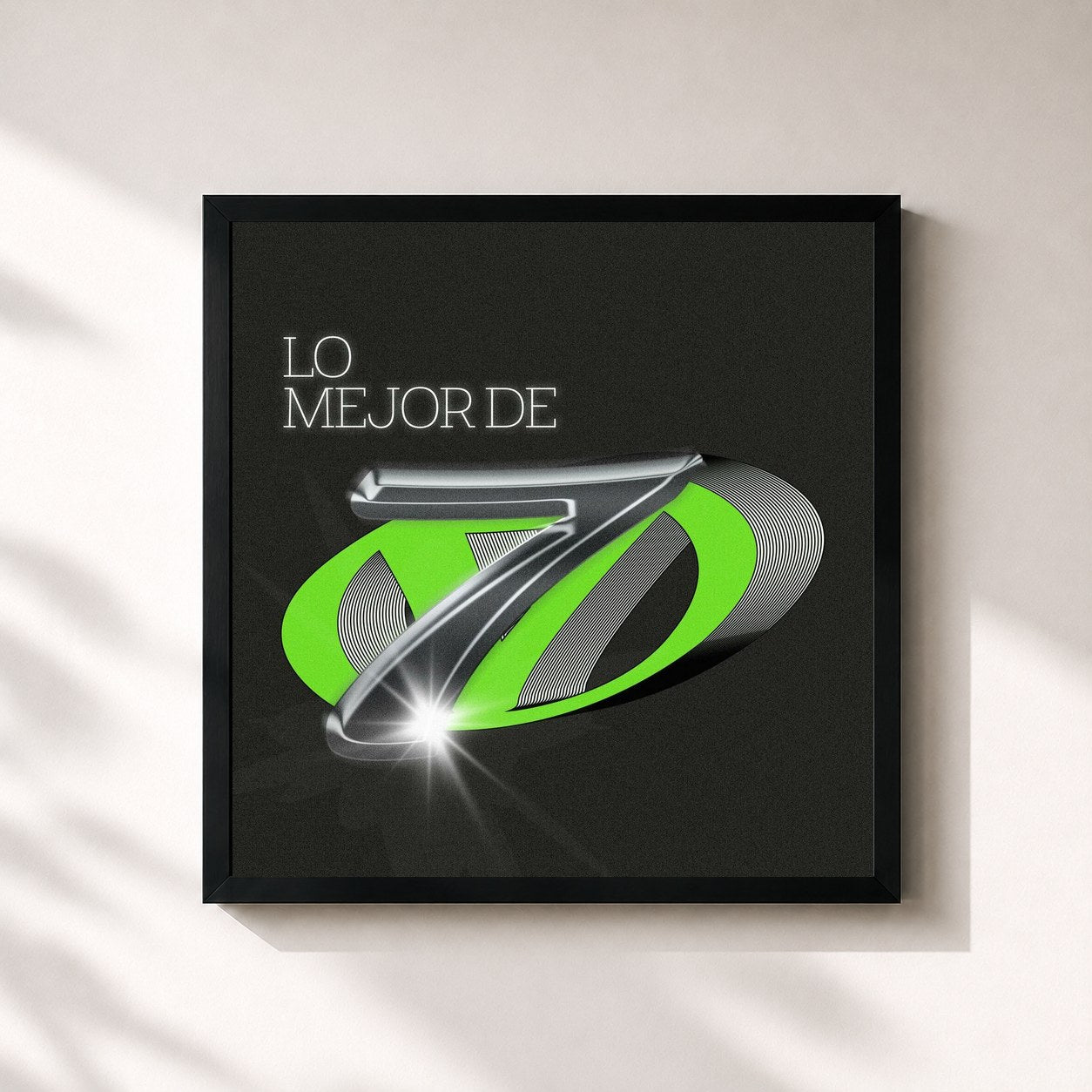 #noir Tableau carré de l'album Lo Mejor de OV7 de OV7, cadre noir 32x32 cm