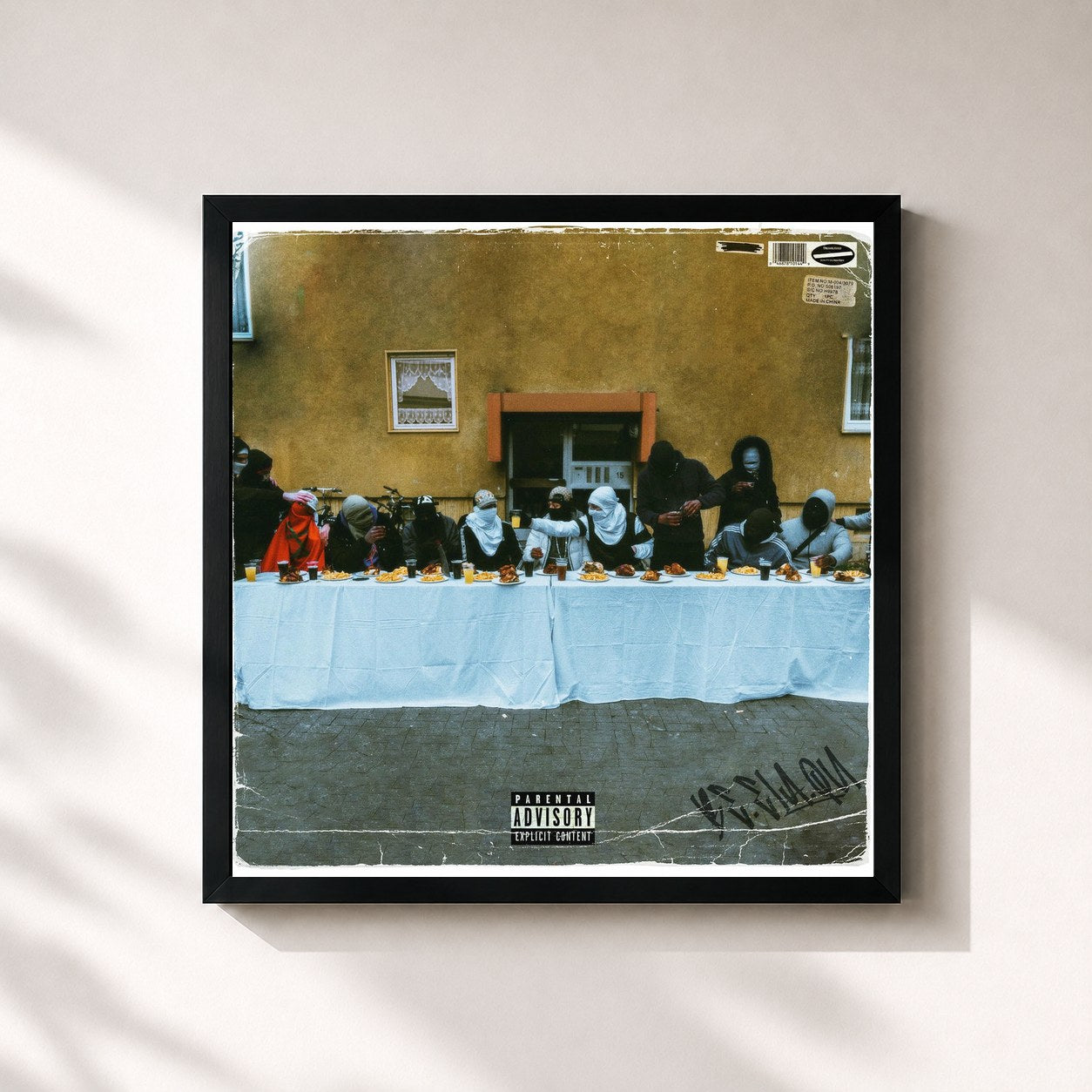#noir Tableau carré de l'album HASHTAGS de HoodBlaq, cadre noir 32x32 cm