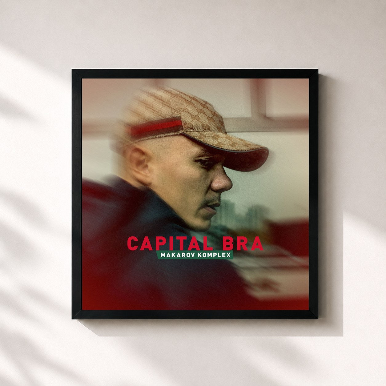 #noir Tableau carré de l'album Makarov Komplex de Capital Bra, cadre noir 32x32 cm