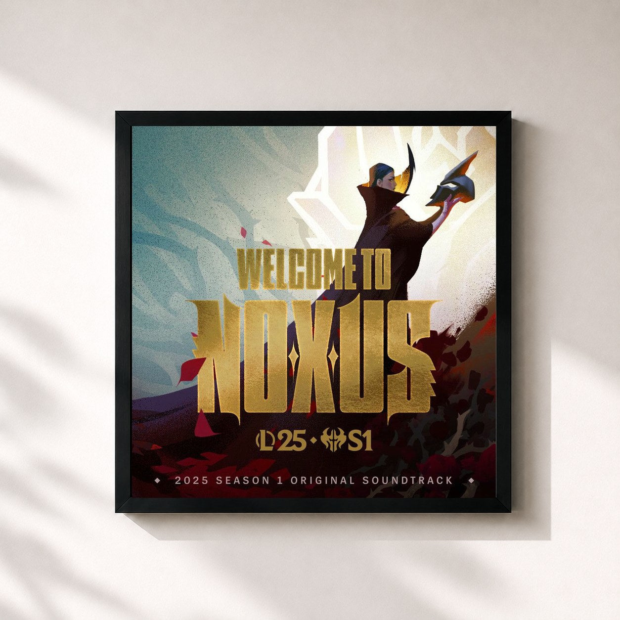 #noir Tableau carré de l'album Welcome to Noxus (Original Soundtrack from League of Legends) de League of Legends, cadre noir 32x32 cm