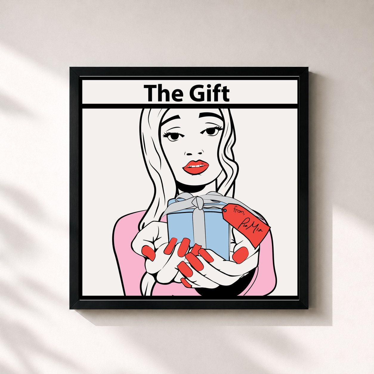 #noir Tableau carré de l'album The Gift de Pia Mia, cadre noir 32x32 cm