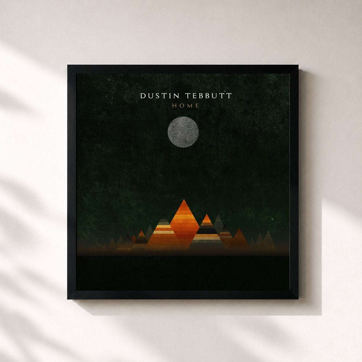 #noir Tableau carré de l'album Home de Dustin Tebbutt, cadre noir 32x32 cm