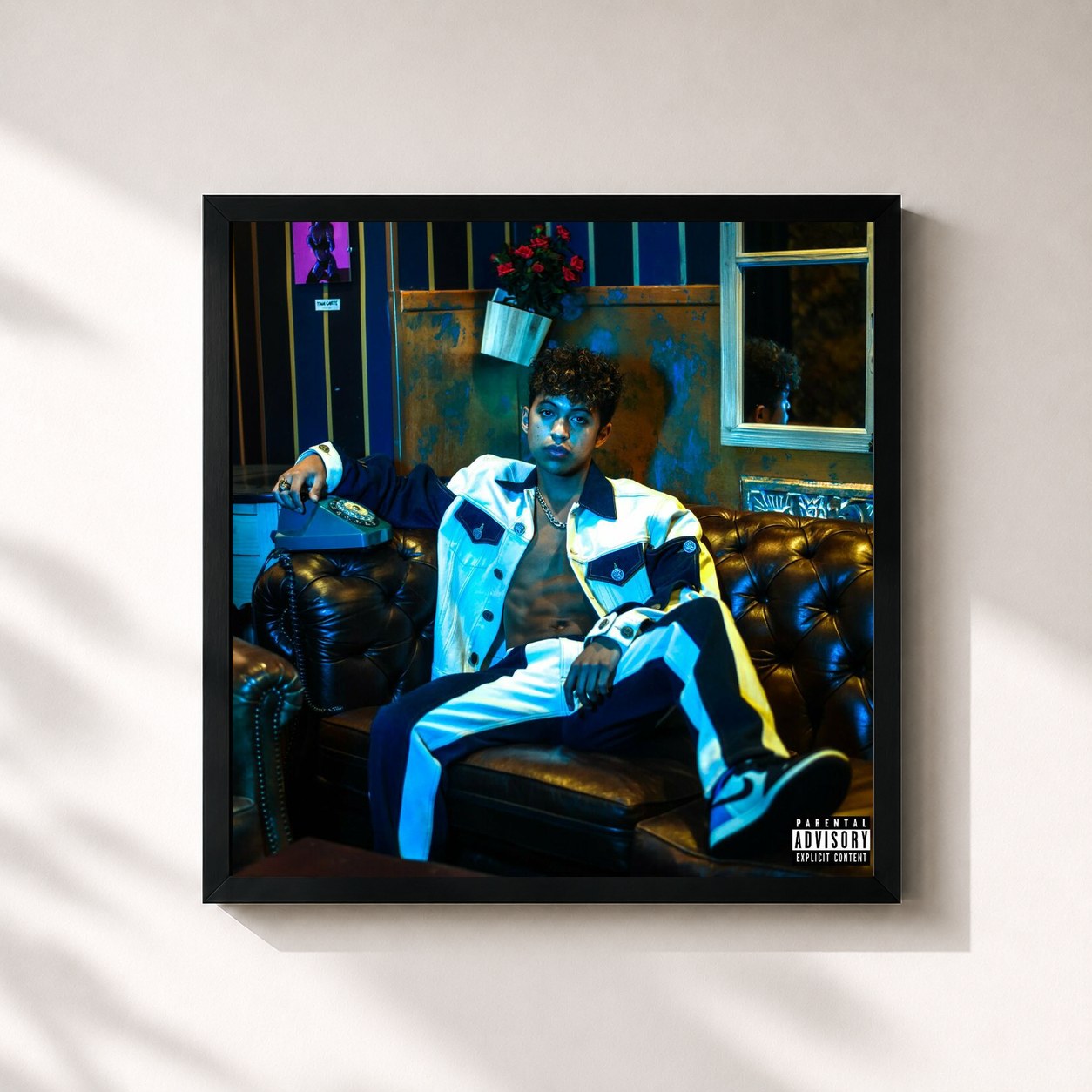 #noir Tableau carré de l'album LOFI de Tsew The Kid, cadre noir 32x32 cm