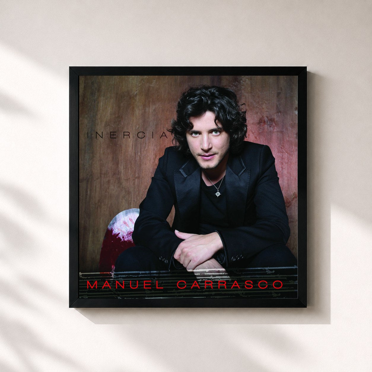 #noir Tableau carré de l'album Inercia (Deluxe Version) de Manuel Carrasco, cadre noir 32x32 cm