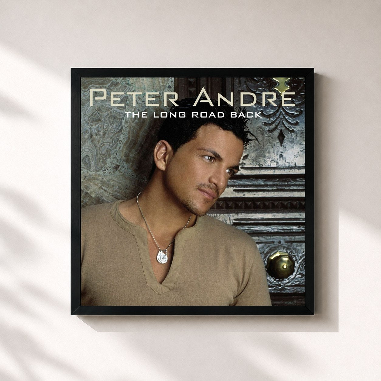 #noir Tableau carré de l'album The Long Road Back de Peter Andre, cadre noir 32x32 cm