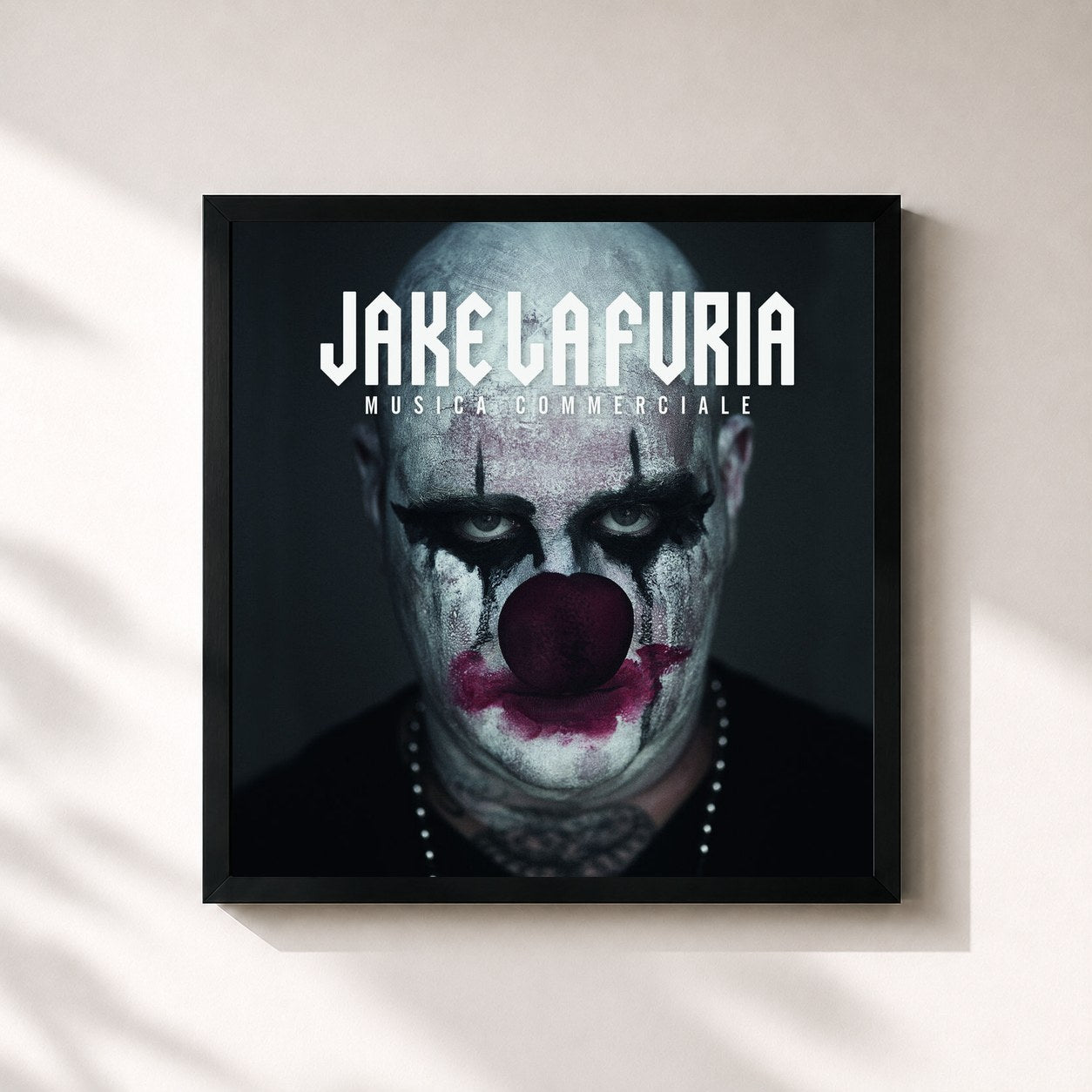 #noir Tableau carré de l'album Musica Commerciale de Jake La Furia, cadre noir 32x32 cm