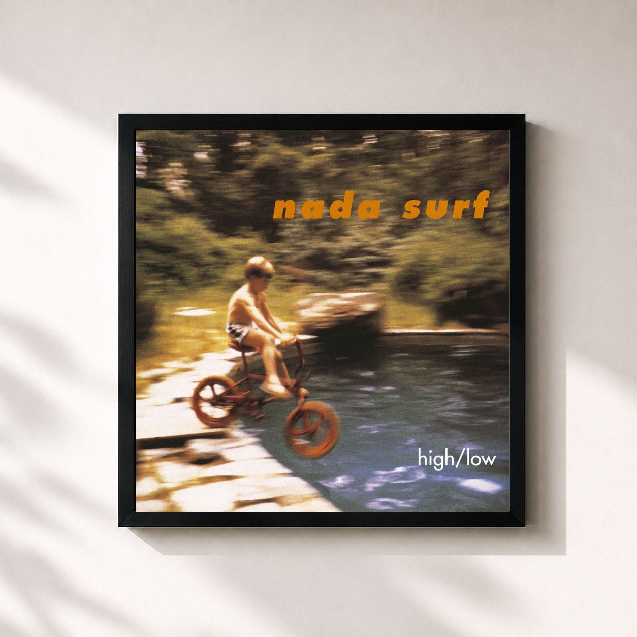 #noir Tableau carré de l'album High/Low de Nada Surf, cadre noir 32x32 cm