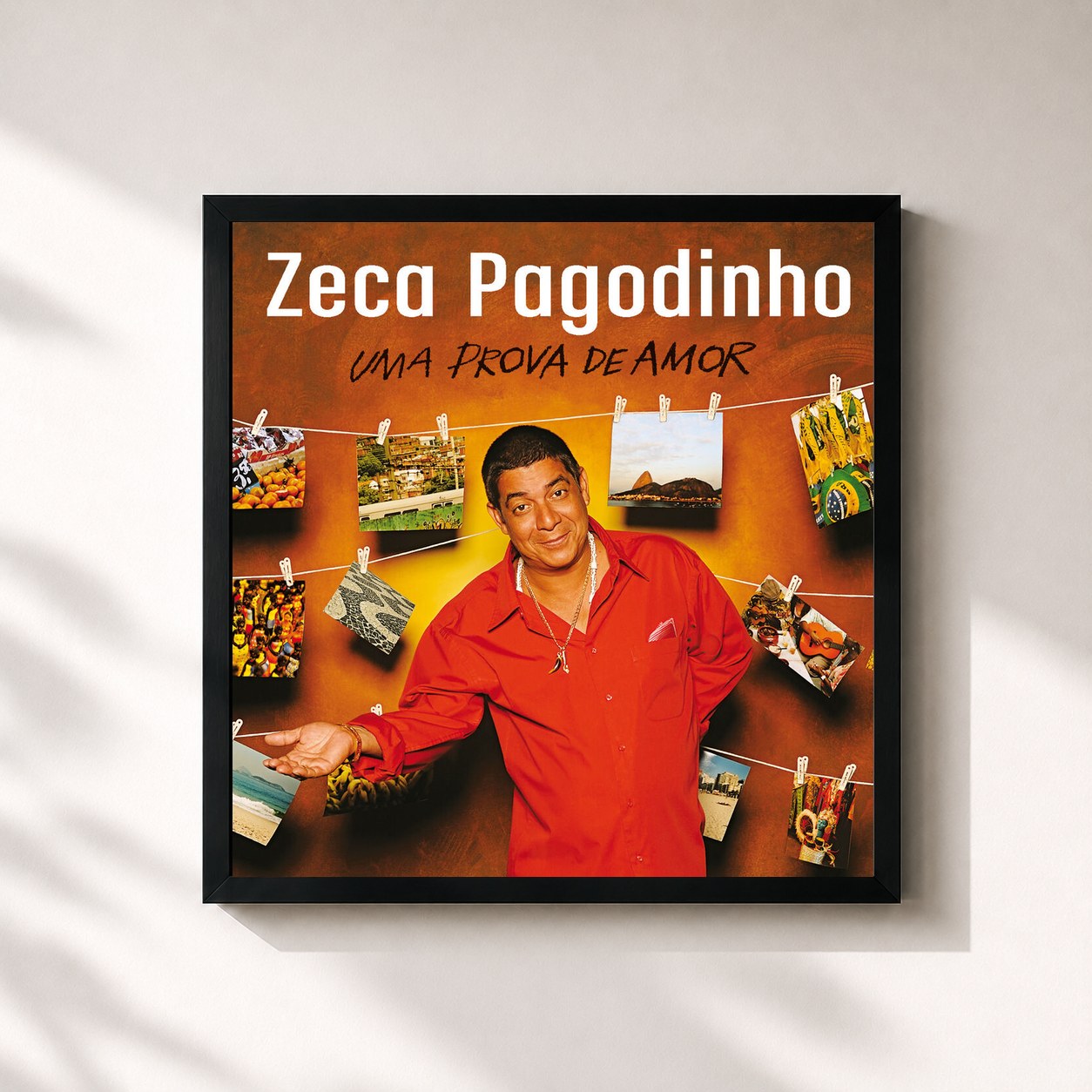 #noir Tableau carré de l'album Uma Prova De Amor de Zeca Pagodinho, cadre noir 32x32 cm