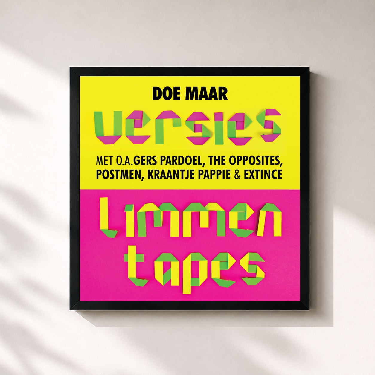 #noir Tableau carré de l'album Versies / Limmen Tapes de Doe Maar, cadre noir 32x32 cm
