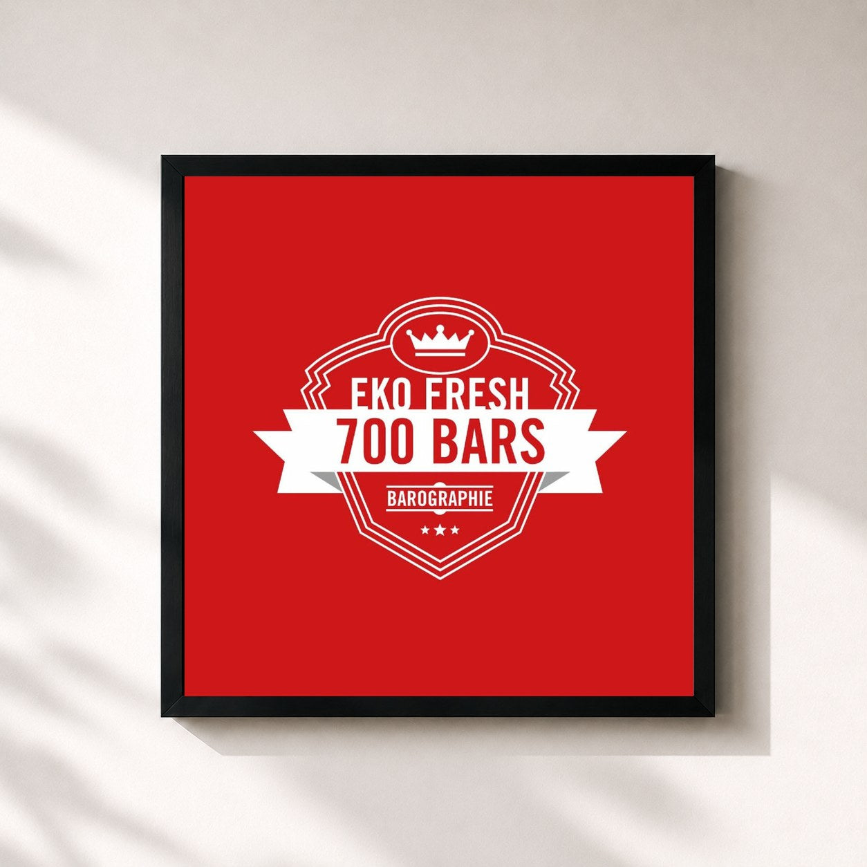 #noir Tableau carré de l'album 700 Bars de Eko Fresh, cadre noir 32x32 cm