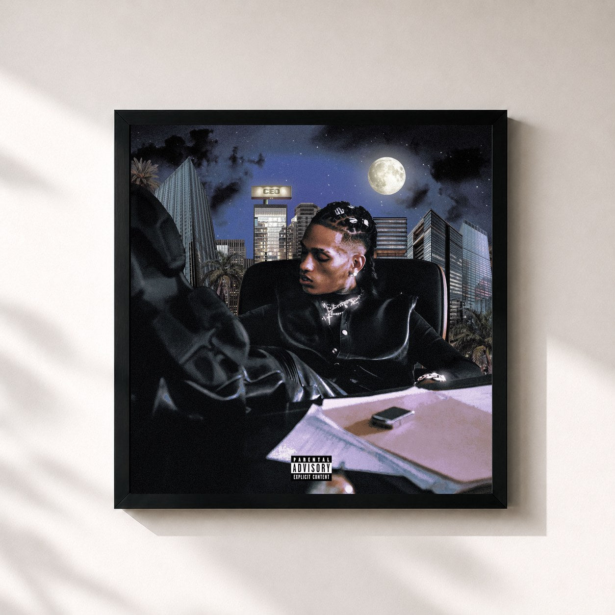 #noir Tableau carré de l'album CEO de Brandão85, cadre noir 32x32 cm
