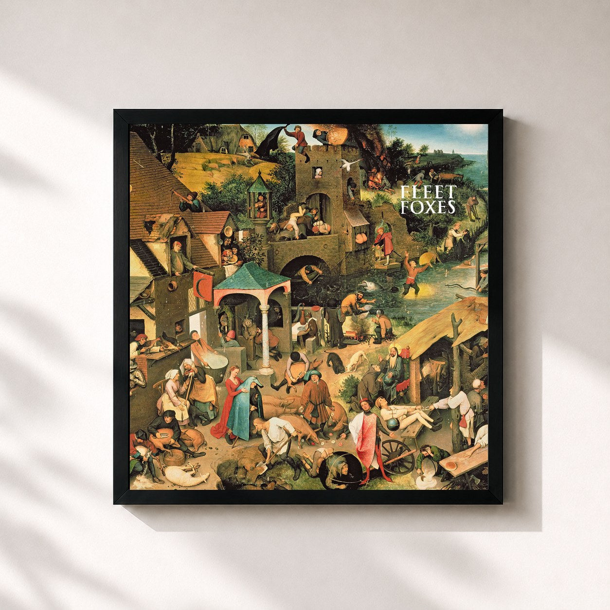 #noir Tableau carré de l'album Fleet Foxes de Fleet Foxes, cadre noir 32x32 cm