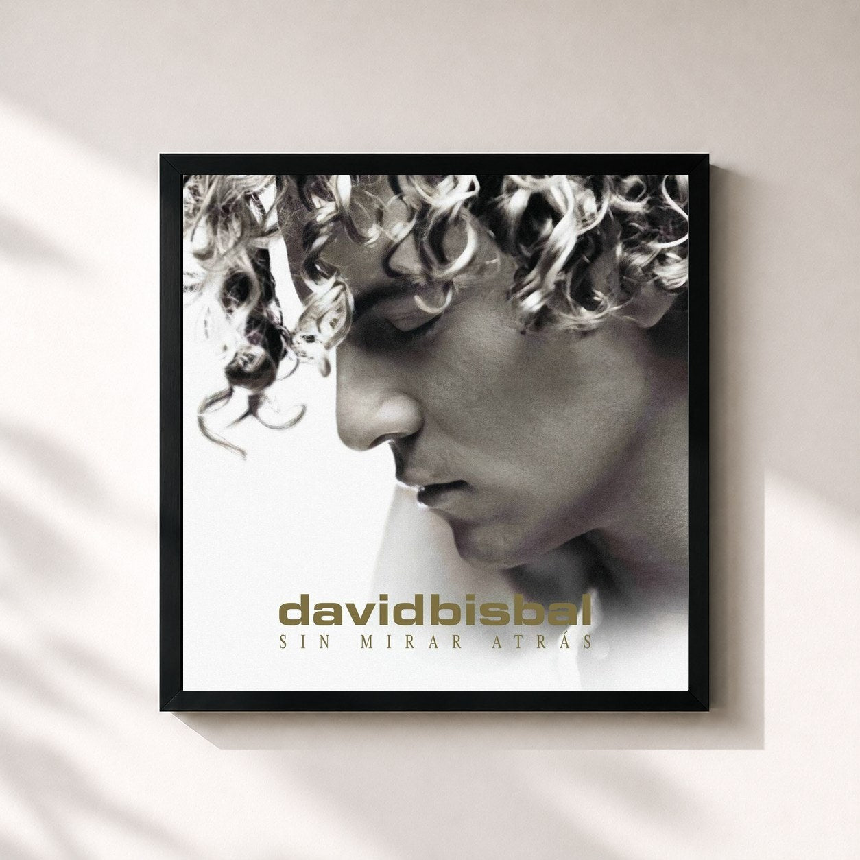 #noir Tableau carré de l'album Sin Mirar Atrás (Edición 15º Aniversario) de David Bisbal, cadre noir 32x32 cm