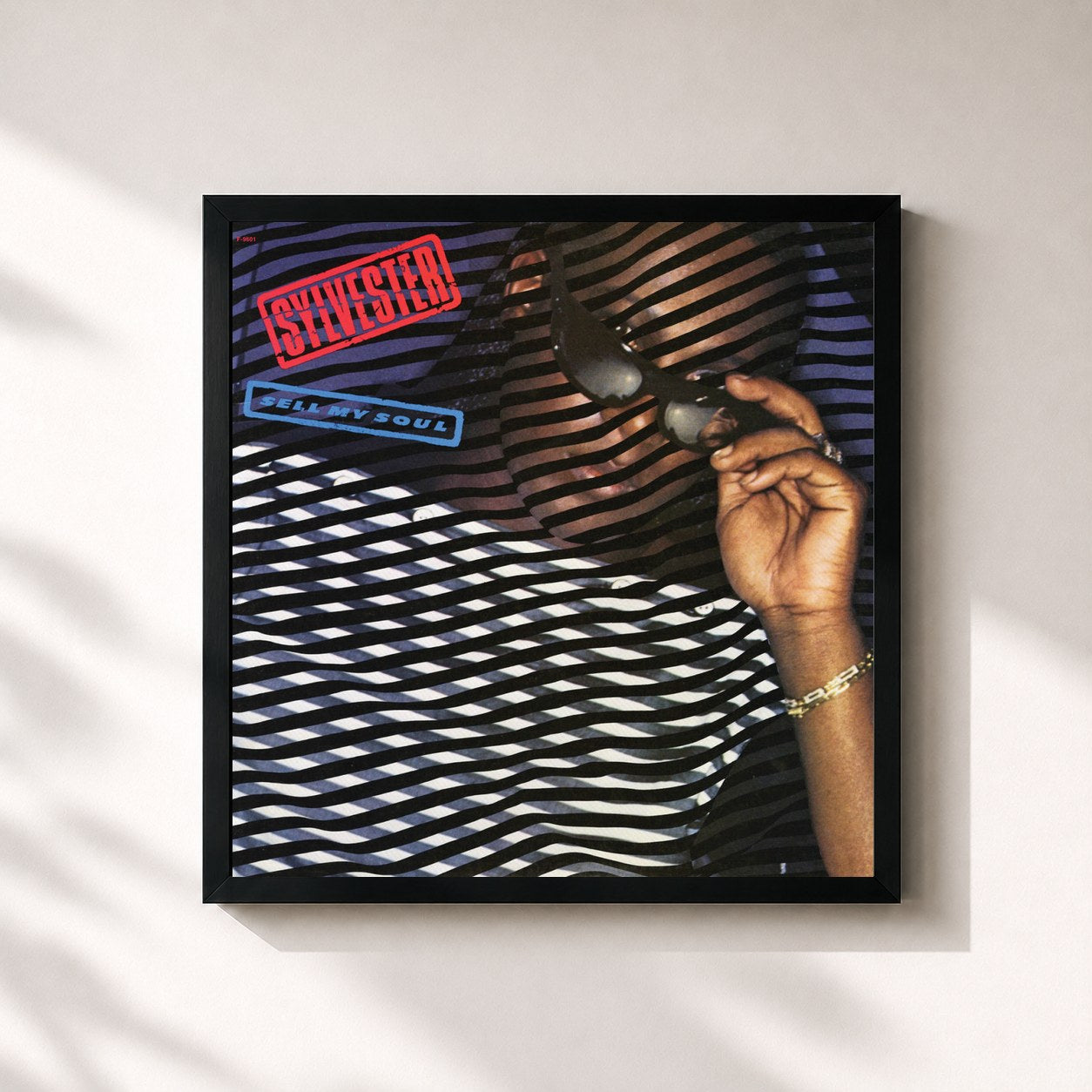 #noir Tableau carré de l'album Sell My Soul de Sylvester, cadre noir 32x32 cm