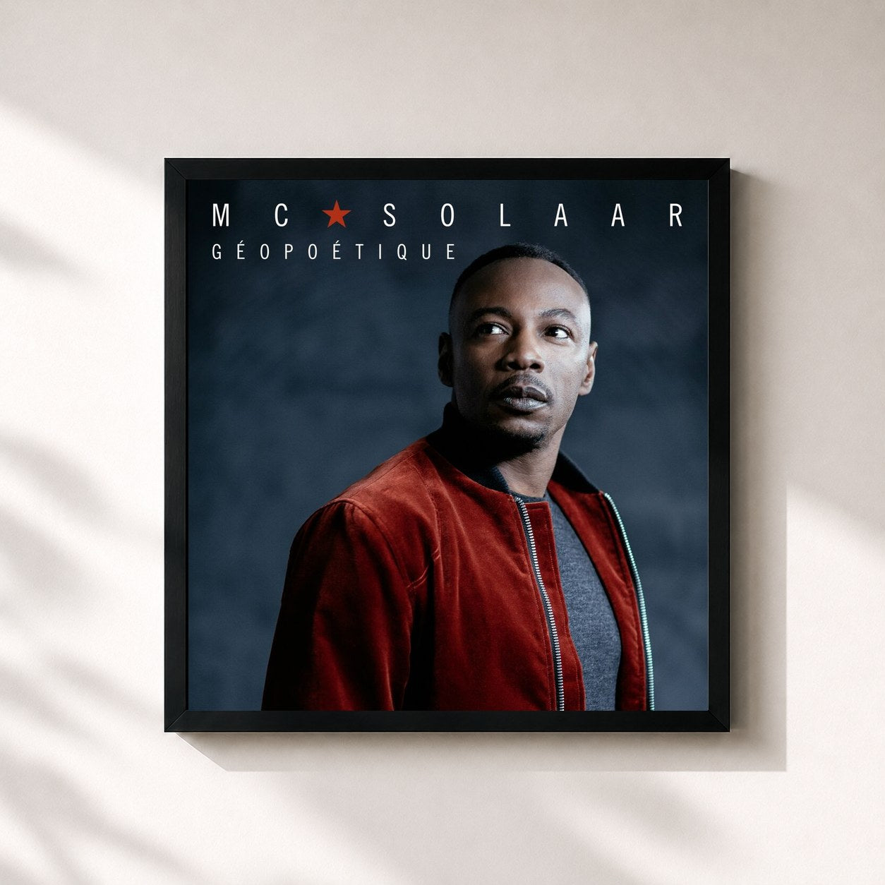 #noir Tableau carré de l'album Géopoétique de MC Solaar, cadre noir 32x32 cm