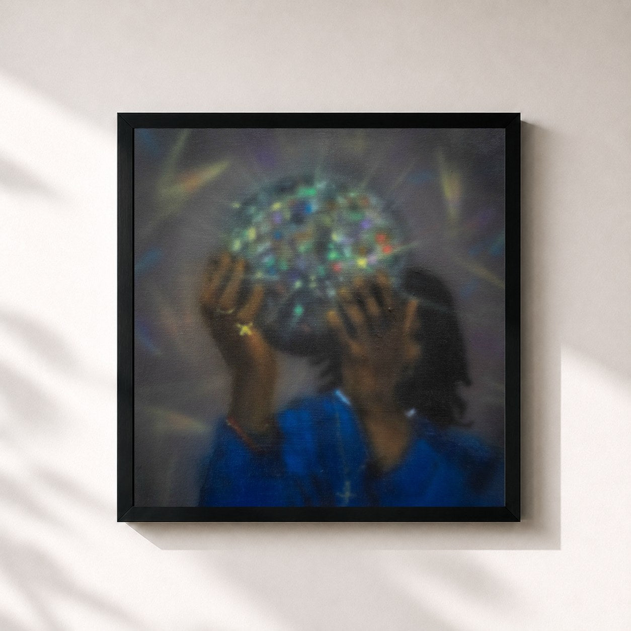 #noir Tableau carré de l'album Disco! de Mike, cadre noir 32x32 cm