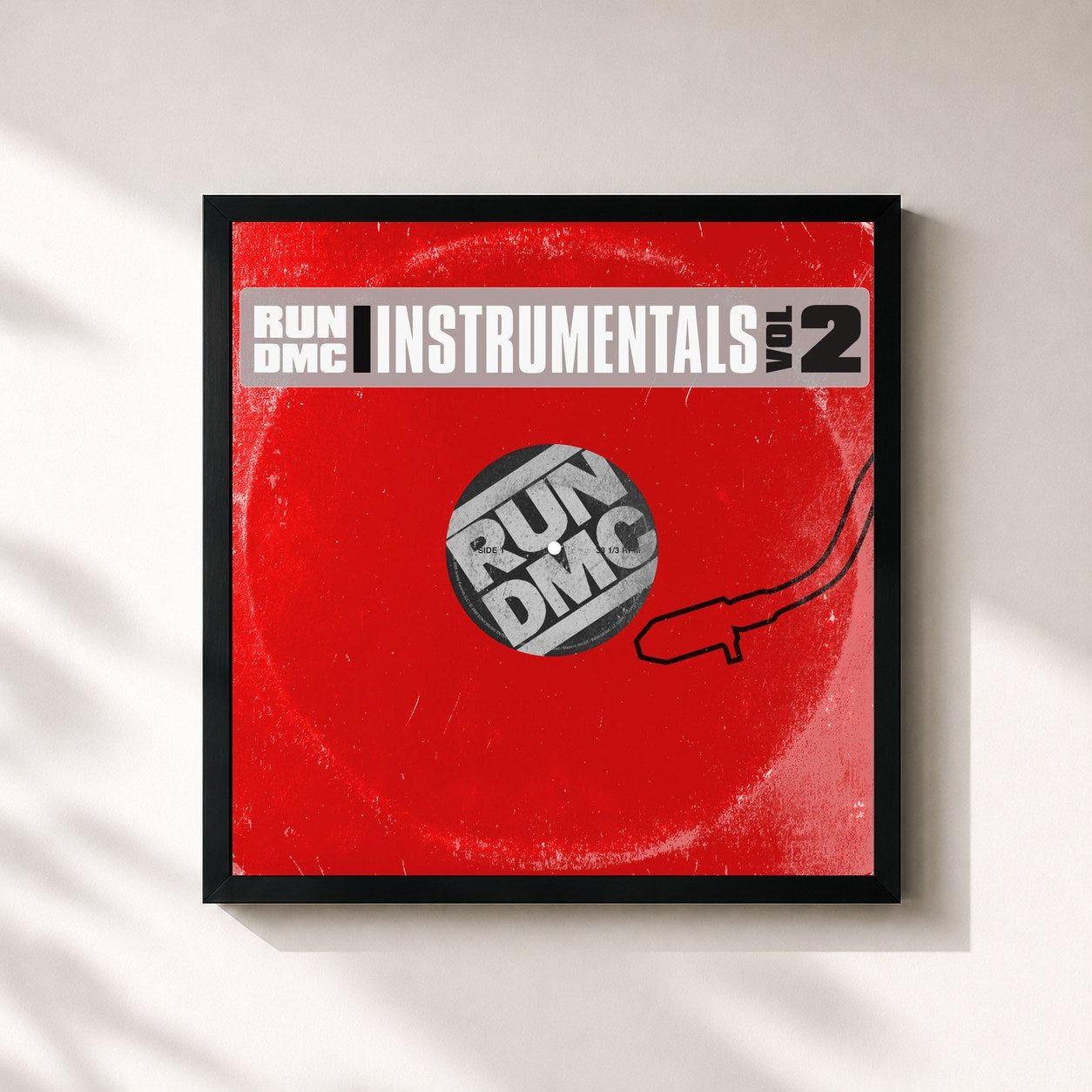 #noir Tableau carré de l'album The Instrumentals Vol. 2 de Run-DMC, cadre noir 32x32 cm