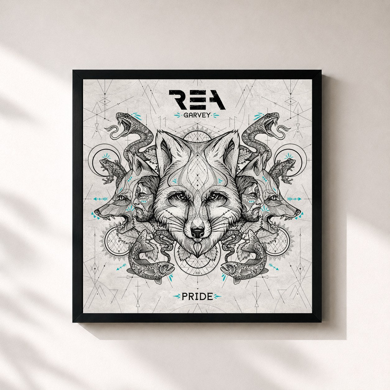 #noir Tableau carré de l'album Pride de Rea Garvey, cadre noir 32x32 cm