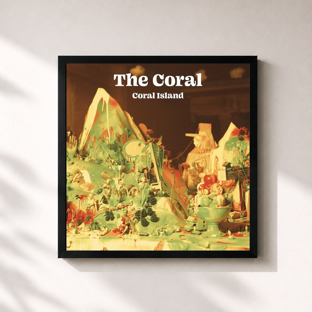#noir Tableau carré de l'album Coral Island de The Coral, cadre noir 32x32 cm